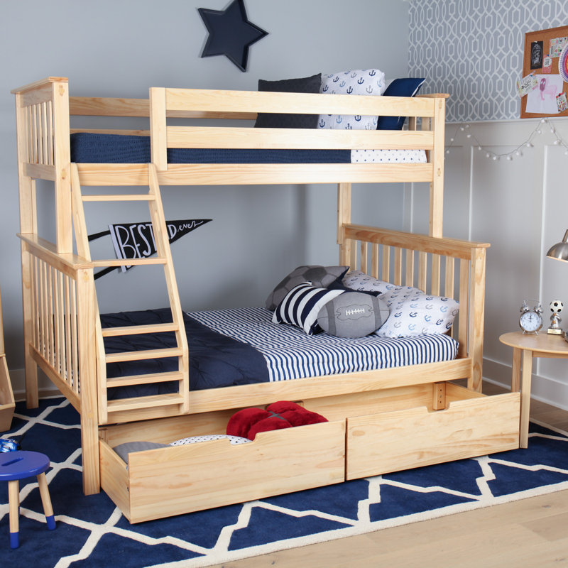 Max & Lily Solid Wood Twin Over Fulll Bunk Bed with Under Bed Storage